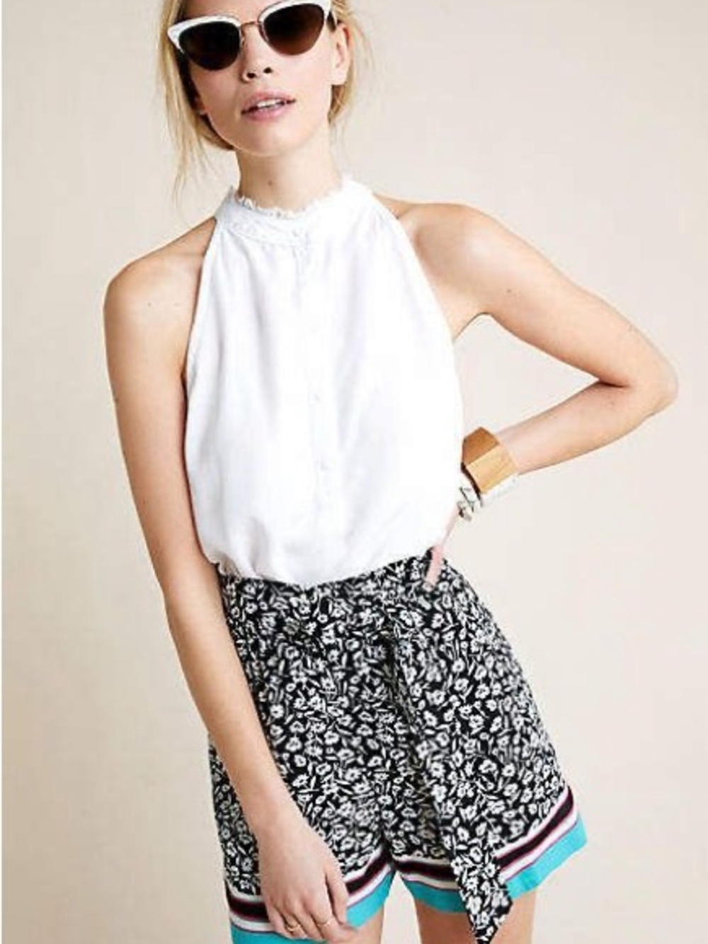 Maeve by Anthropologie Scarf Print Floral Tie Waist Shorts – Size Small